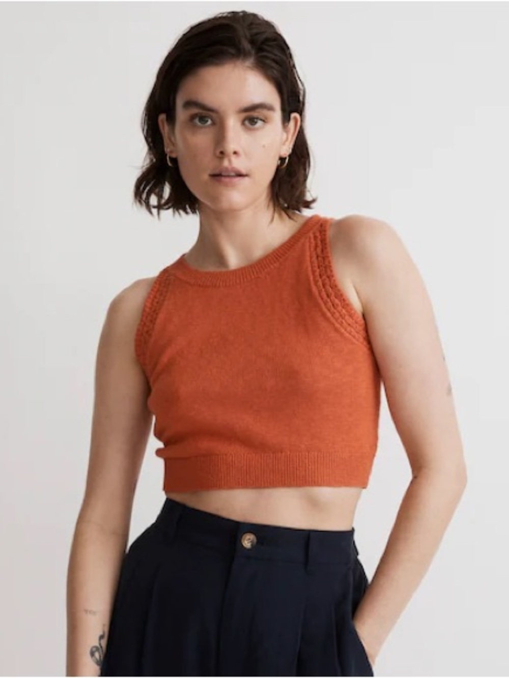 Madewell Crochet-Trim Crop Sweater Tank